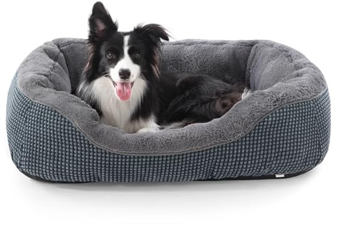 INVENHO Dog Bed Medium Size, Orthopedic Warming Soft Calming Sleeping Puppy Bed Durable Pet Bed with Anti-Slip Bottom M(30x24x9)