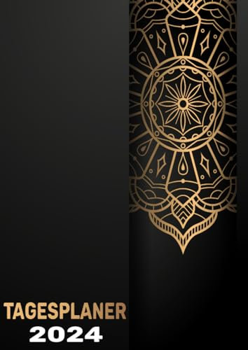 Tagesplaner 2024 1 tag 2 seiten: mit uhrzeit für 366 Tage | von Januar bis Dezember 2024 | ein Monat = Seiten | A4