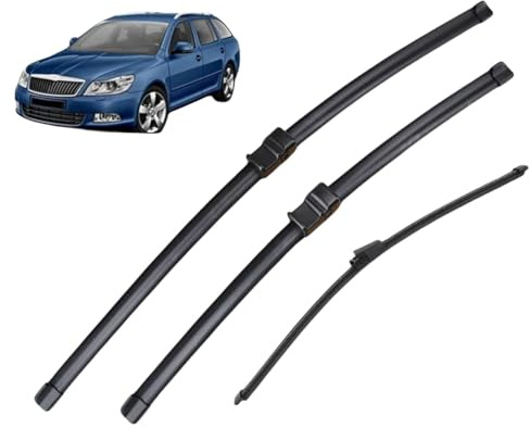 Coche Escobilla limpiaparabrisas Delanteros Traseros para Skoda Octavia 2004-2011 24+19+16, Juego de Escobillas Parabrisas Planas, Todos Los Climas de Ventana Limpi