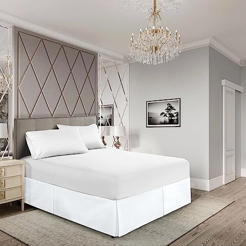 EGYLIN Cache-sommier pour lit super king size - 180 x 200 cm - 40,6 cm de hauteur - Facile à enrouler - Élastique - Doux - 100 % coton - Convient sous le matelas et jusqu'au sol - Blanc