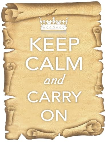 AGDeko® Holzschild 40x30 cm Keep Calm and carry on zum Aufhängen oder Stellen Raum Dekoration
