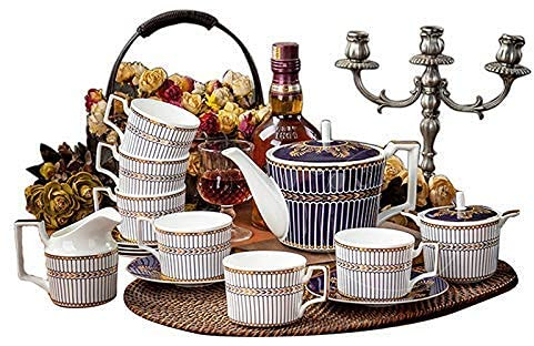 KOHARA Juego de 15 Juegos de té y café de Porcelana y cerámica con 1 cafetera, 6 Tazas, 6 platillos, 1 lechera y 1 azucarero