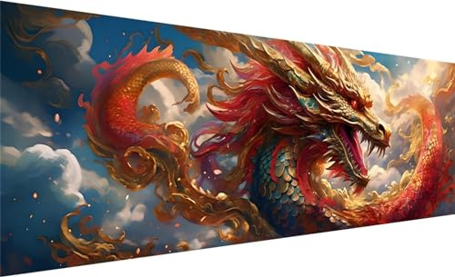 Diamond Painting XXL 300x100 cm, 5D DIY Drachen Diamond Painting Runde Steine Strass Cross Stickerei Kunst Kits, Diamond Painting Zubehör Set Basteln Erwachsene, Geschenk Diamond Painting Himmel K-5