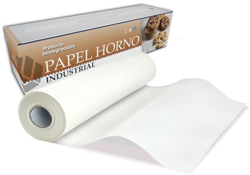 VESCEL- Rollo Papel de Horno, 38CMx60M, Papel para Hornear Antiadherente Desechable, Ideal para Horno, Freidora de Aire y Microondas
