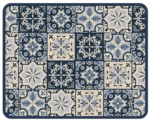 BRIOTA Draining Board Mats, Microfibre Absorbent Dish Drying Mat with Retro Pattern Anti-Slip, Stone Drying Mat Kitchen, Dish Drainer Mat for Kitchen Sink, Coffee Bar Worktop (30 x 40cm)