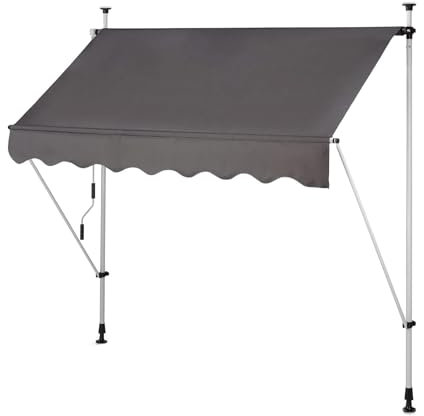 Store banne manuel,Pergola jardin exterieur,Auvent de terrasse avec Manivelle sans Percement ,Réglable en hauteur,protection UV,Paravent extérieur pour Boutique Balcon Jardin ( Color : Dark gray , Siz