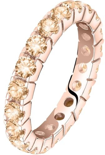 CHRIST Damen-Ring 925er Silber, recycelt Zirkonia 60 Roségold 32027314