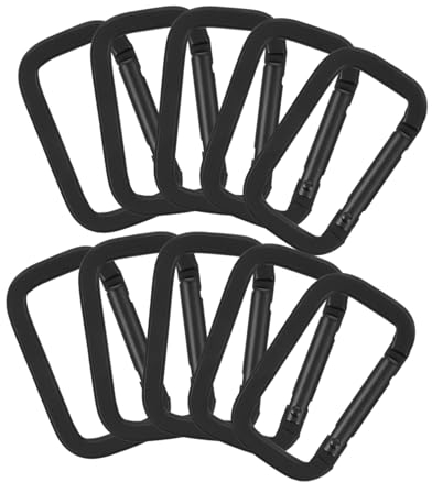 MUSISALY 10 Stück Karabiner Haken Schwarz Langlebige Quadratische Schnalle Aus Aluminium Multifunktionale Schlüsselanhänger Für Outdoor Camping Wandern Und Zusätzliche Aktivitäten