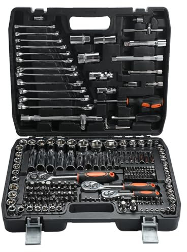 Lifemaison 216Piece 1/4&1/2 Drive Socket Ratchet Wrench Tool Set Including 24-Teeth Ratchet Handle,with Bit Socket Set Metric and Extension Bar for DIY,Auto Repairing and Household,with Storage Case