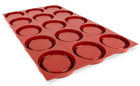Maé - Moule à Tarte Easy Tarte Rond GN1/1 15 Alvéoles - Silicone Alimentaire Premium Anti-Adhérent - Démoulage Facile et Net - Idéal Professionnels - 58ml