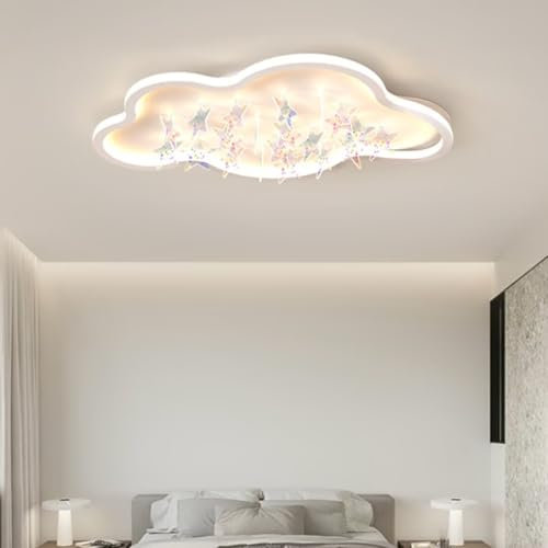 GUANSHAN LED-Wolken-Deckenleuchte mit bunten Sternanhängern Wolken-Kronleuchter Cartoon-Stern-Hängelampe Deckenlampe Deckenbeleuchtung für Schlafzimmer, Kinderzimmer