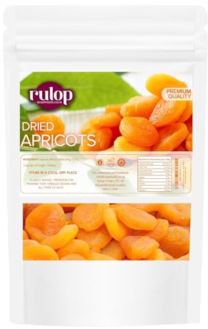 Rulop Turkish Dried Apricots 1kg - Premium Sun-Dried Fruits with Apricot Seeds - Vegan, Non-GMO, No Added Sugar