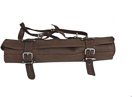 sako | Spaltleder modell1 – Bronze | Messertasche Leder für Kochmesser - Robuster Messerkoffer aus Schwarzem Leder | Messertasche für Köche | Ideal für Messer & Bestecktasche