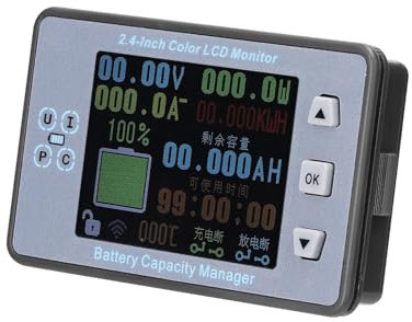 2.4in LCD Monitor 2.4G Data Transmission Voltage Ammeter Real Time Monitoring Voltage,Current,Power,Temperature,Capacity,Percentage of Remaining Capacity and Running Time