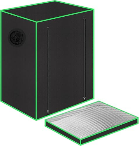Oairgico 55 x 40 x 65 cm Grow Tent con finestra di osservazione, vasca, finestra di ventilazione e passacavo (nero, poliestere)