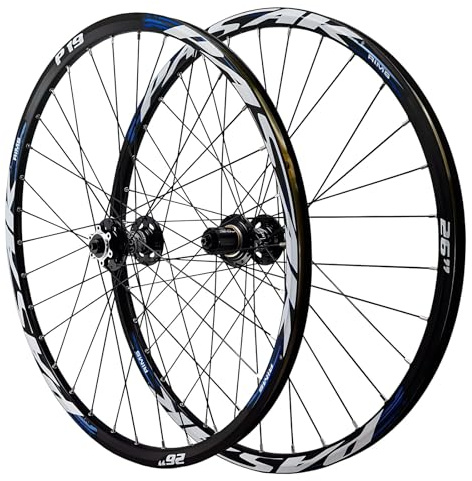 HZXQCVB 26/27.5/29in Mountain Bikes Wheelset Quick Release Disc Brake Front And Rear Wheels 32H Hubs For 7/8/9/10/11/12 Speed Cassette(B-Blue,29'')