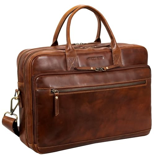 Marc Peter® Laptoptasche Phoenix I Leder Umhängetasche für 15.6 zoll Laptop I Aktentasche für Notebook I Vintage Leder Tasche für Damen und Herren