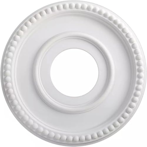 Deckenrosette,Stuckrosette,Weiß Rundes Medaillon PU-dekorative Zierelement, Stuck, Wanddeko Wohnzimmer Lampe rund Außendurchmesser12,4 Zoll Innendurchmesser4 Zoll