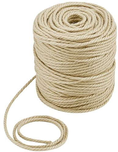 QWORK® Corda di juta 100M, corda canapa 4 mm, per confezionare regali, artigianato, giardino