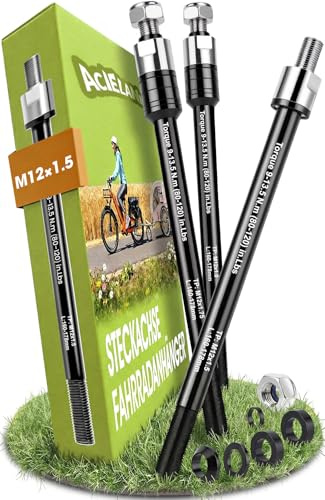 ACIELANNA Steckachse Fahrradanhänger, Steckachse Fahrrad M12 x 1,5, Einstellbare Schaftlänge, Fahrrad Steckachsenadapter kompatibel mit den meisten Fahrradanhänger Kupplungen