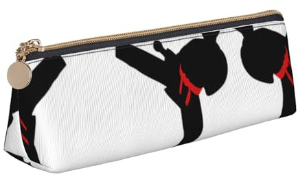 OKFSTY Trousse à crayons avec ceinture changeante Karaté Boy Vector - Esthétique avec design triangulaire - Pour enfants - Pour pinceaux et crayons, blanc, Taille unique, Organiseur de sac