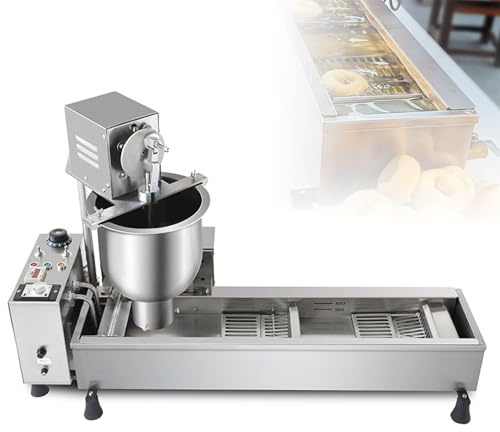 Donut Making Machine, Commercial Single Row Frying Maker with 3 Ring Molds, 7L Hopper, Large Capacity, Ideal for Bakery and Food Carts