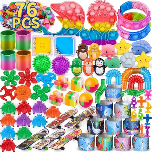 AmyBenton 76Piezas Bolsas Cumpleaños Infantil, Juguetes de Fiesta a Granel, Relleno Piñatas de Cumpleaños Infantil, Regalos para Fiestas, Premio a Salón de Clases, Juguetes Piñata para Niños y Niñas