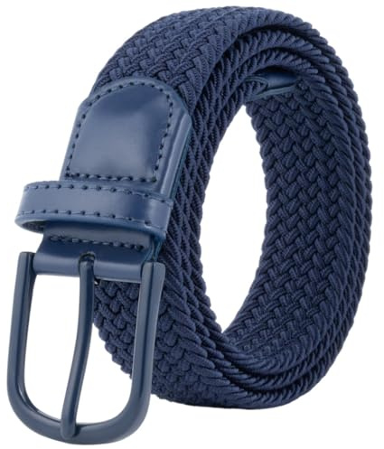 BOZEVON Cintura Elastica Intrecciata - Unisex Cintura Elasticizzata Cinture Casual Cintura in Tessuto Regolabile per Uomo e Donna, Blu/115cm