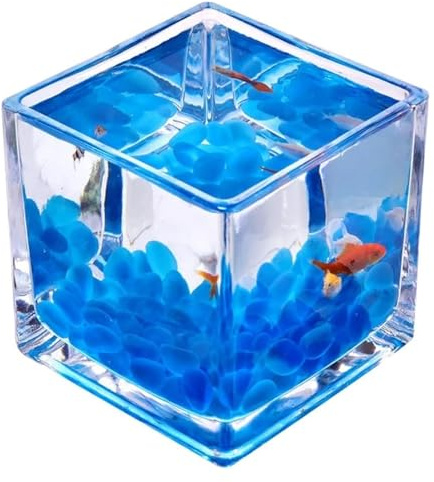 CSYQPDMBDL Kugelaquarium, Goldfischglas, Glas Quadrat Fisch Tank Verdickt Tisch Top Transparent Kampf Fisch Schüssel(Large)