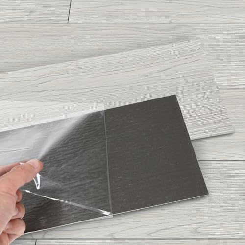 Peviasot PVC-golvbeläggning vinylgolv, självhäftande, 5 m²/36 stycken halkfria vattentäta, 91,44 x 15,24 cm tjocklek 2 mm självhäftande kakel golv, slitstark för vardagsrum kök, rökgrå