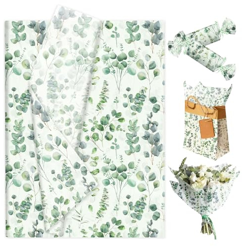50 ark grönt kräppapper presentpapper 50 x 35 cm salviagrönt blommönster paket för baby shower bröllop födelsedag festdekoration
