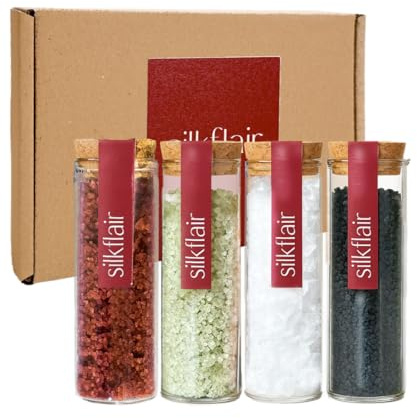 Silkflair – set regalo 4 sali gourmet in vasetto (148 g, Hawaiian colors) | Sale nero Hawaii (carbone), sale rosso Alaea, sale verde al bamboo | Sali marini naturali | Idea regalo cucina e gourmet