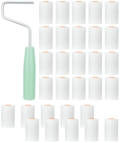 Donvuka 31 Stück Farbroller Set Klein, Mini Schaumwalzen mit Farbroller Bügel, Farbroller Abdeckungen Farbrollen Wandfarbe für Malerbedarf und Möbel Malerei DIY Dekoration(50x35mm)
