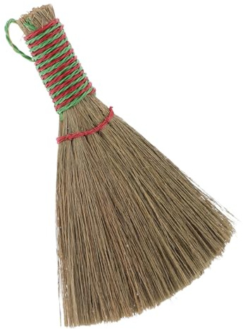 SHINEOFI Scopa Mano in Paglia di Miscanthus Intrecciata Spazzola Densa per Pulizia Interna di Pavimenti e Mobili Scopina Leggera e Resistente per Uso Domestico