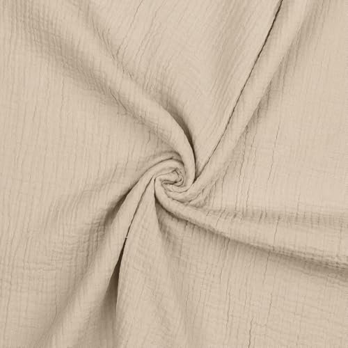 FloraVigo Tessuto di cotone a forma di casa, 100% puro cotone, 135 cm x 110 cm, in cotone, ideale per cucire biancheria da letto, coperte, sciarpe, runner da tavolo e abiti musulmani (beige chiaro)