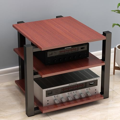 LIMENQIN Mobile Multimediale AV, Scaffale Stereo Audiovisivo, Mobile HiFi a 2/3/4 Ripiani, Mobile per Giradischi, Piccolo Mobile per Componenti AV(Brown,3 Tier 70x55x65cm)