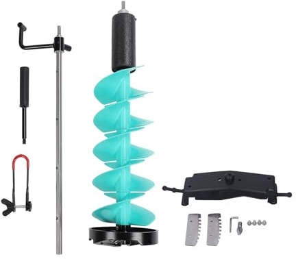 KPOYTWRDN Kit de barrena para Hielo, Broca de aleación de Aluminio de 75 cm, barrena para Pesca en Hielo con 70 cm, Taladro para Hielo Profesional de 8 Pulgadas de diámetro para Capas de