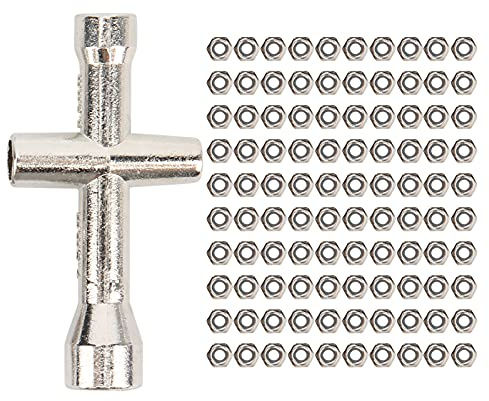 Almeigrity 1/24 M2 Sicherungsmutter, Metall-Sicherungsmutter, selbstsichernde Mutter mit Kreuzschlüssel für Axial Scx24 AXI90081 (Silber)