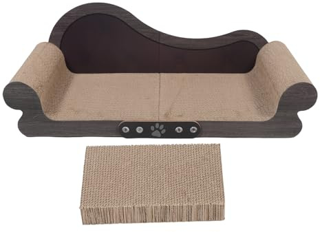 Kichvoe Katzenkratzbrett Sofa aus Robustem Wellpappe Kratzmöbel mit Möbelschutz und Katzenliege für Drinnen
