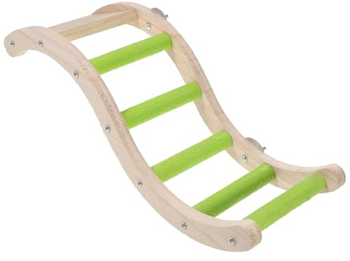 Cabilock Escalera para Pájaros de Madera y Metal Color Verde, Juguete Que Estimula la Inteligencia y Mejora Habilidades Motoras para Jaulas de Loros y Jaula de Ratón