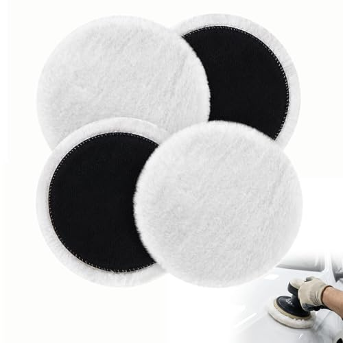 5 Inch Polishing Pads for Drill 4 Pcs Soft Wool Polishing Buffing Pad 125mm | Washable Professional Polishing Pad Hook ＆ Loop Backing Da Dual Action Polisher for Car Scratch Furniture Sanding Waxing