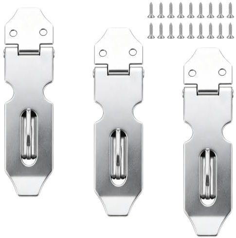 3 Pcs 2 Inch Stainless Steel Padlock Hasp Latch Catch, Silver Rust Resistant Hasp and Staple Lock for Door Window Cabinet Pet Cage Gate Box, Heavy Duty Locking Hardware
