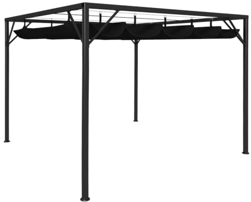 sephironlbb Chapiteau de Jardin avec auvent rétractable 3x3 m en Polyester résistant, Structure en Acier Enduit de Poudre, idéal pour terrasse, extérieur, Patio ou Cour