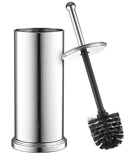 Home-it toilet brush set Chrome toilet brush for tall toilet bowl and toilet brush holder with Lid great toilet bowl cleaner by Home-it