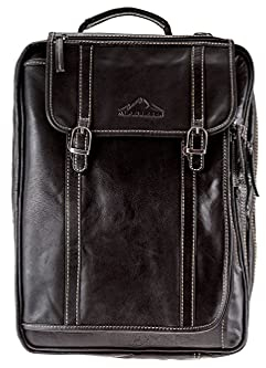 Alpenleder Aktentasche - ALLGÄU (Handgefertigt) - Nachhaltiges Bio-Leder aus regionaler Landwirtschaft | 2in1 Rucksack, Laptoptasche 17 Zoll *Fair Produziert* (40 x 30 x 15cm, 18L, Ebenholz)