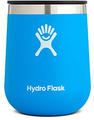 Hydro Flask 10 Ounce Double Wall Vacuum Insulated Stainless Steel Stemless Wine Tumbler Glass with Press-In Lid, Pacific