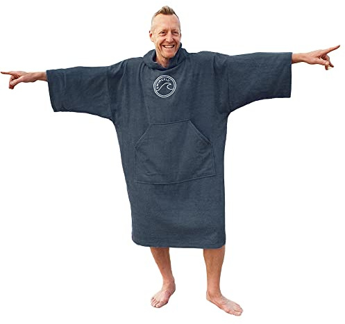 SwimCell Towelling Changing Robe For Men & Women - 100% Cotton Large Grey