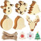 60Pcs Unfinished Christmas Wooden Tree Decorations, Wooden Baubles with 60pcs Cords, Snowman Deer Bell Snowflake Shape Pendant Hanging Decor for XmasTree Hanging Ornaments Gift DIY Craft (6 Style)