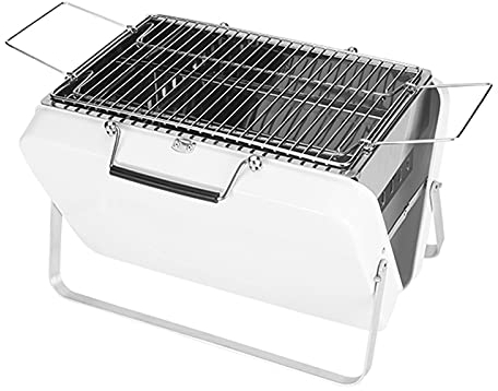 LTLWSH Barbacoa de carbón Parrilla Carro Carbón Portátil Plegable BBQ Smoker para barbacoas en el jardín, terrazas, de Camping, en Festivales, Picnic o Fiestas,Blanco