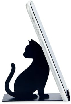 balvi Smartphone-Halter Feline Farbe Schwarz Geeignet für das Büro, den Schreibtisch, das Schlafzimme